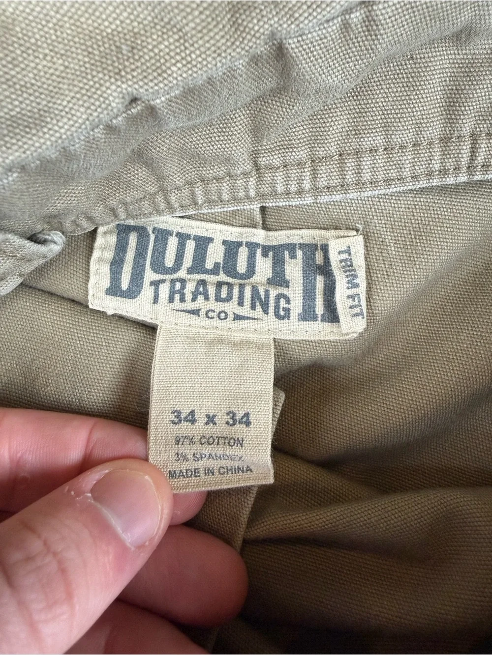 Duluth Trading Co Beige Flex Fire Hose Cargo Utility Pants Size 34x34 Trim Fit
